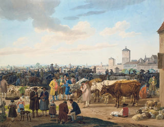 the cattle market on the outskirts of the city - Wilhelm von Kaulbach — artwork view