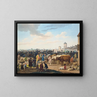 the cattle market on the outskirts of the city - Wilhelm von Kaulbach — framed artwork on a wall