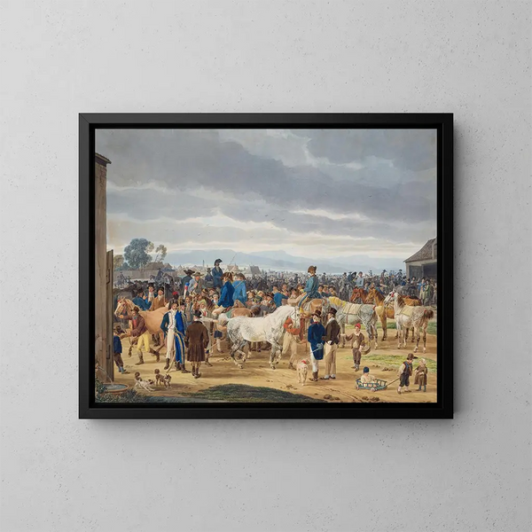 Horse Market Painting - Wilhelm von Kobell — framed artwork on a wall