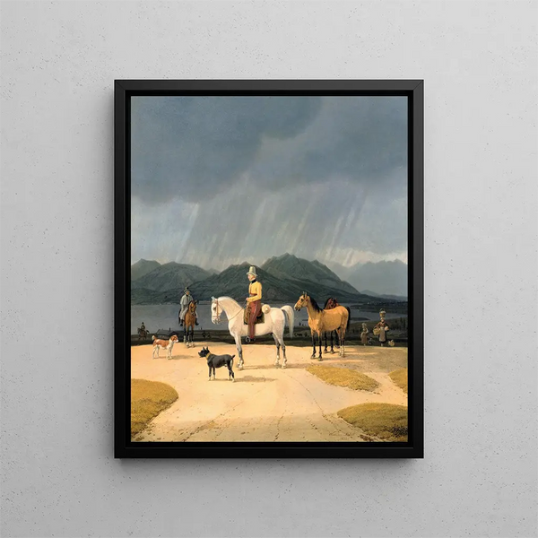 Cavaliers at Tegernsee - Wilhelm von Kobell — framed artwork on a wall