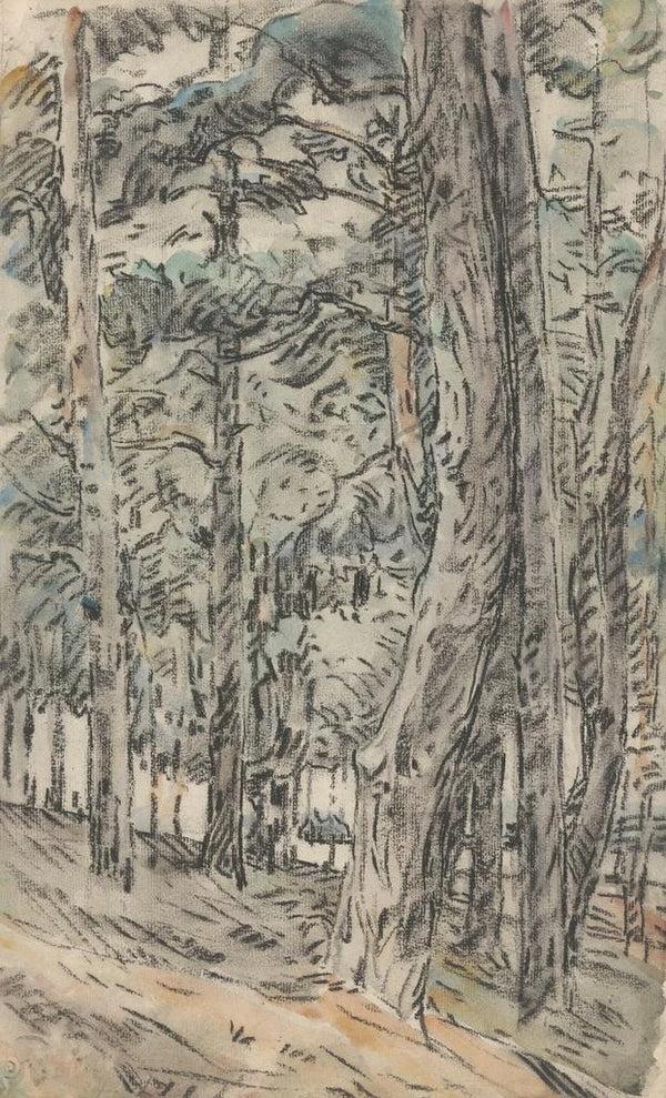 Landscape painting with wooded scenery - Wilhelmus Johannes Steenhoff — framed artwork on a wall
