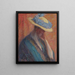 Woman with Hat - Wilho Sjöström — framed artwork on a wall