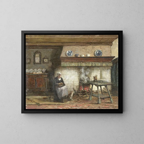 Interior painting of a cottage in Scheveningen - Willem Adriaan Alexander Liernur — framed artwork on a wall
