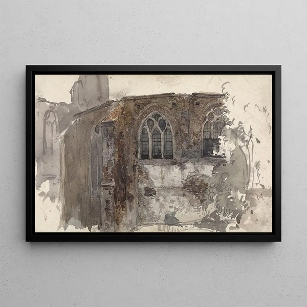 Ruins of a church - Willem Anthonie van Deventer — framed artwork on a wall