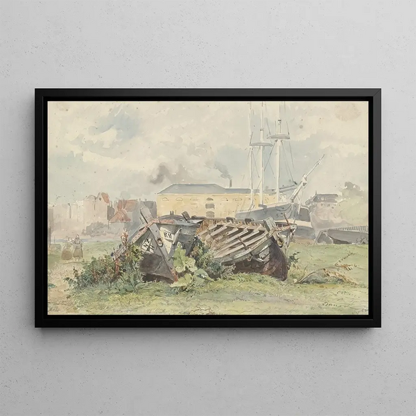 Naval construction painting - Willem Anthonie van Deventer — framed artwork on a wall