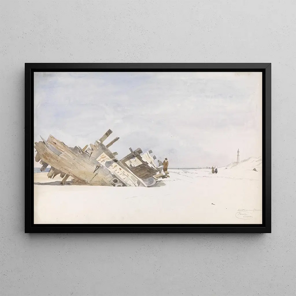 driftwood on the beach of Renesse in Schouwen-Duiveland - Willem Anthonie van Deventer — framed artwork on a wall