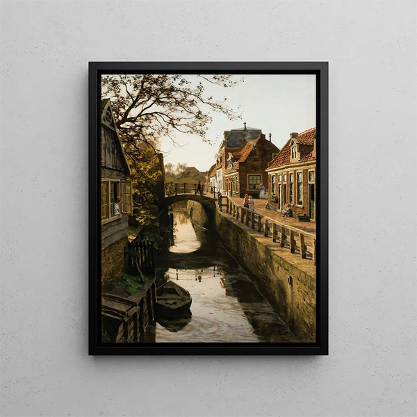 La route avec le canal Bleiswijkstraat à Enkhuizen - Willem Bastiaan Tholen — framed artwork on a wall