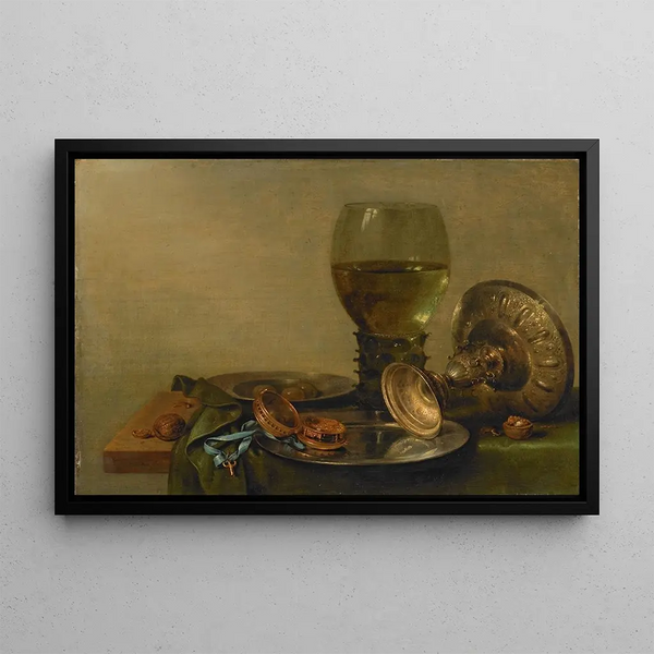 Nature morte avec une tazza en argent - Willem Claesz Heda — framed artwork on a wall