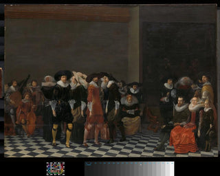 Traditional Wedding Feast Painting called The Marriage of Adriaen Ploos van Amstel and Agnes van Bijler 1616 - Willem Cornelisz Duyster — artwork view