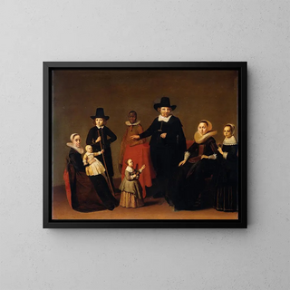 Family Group with a Black Man - Willem Cornelisz Duyster — framed artwork on a wall