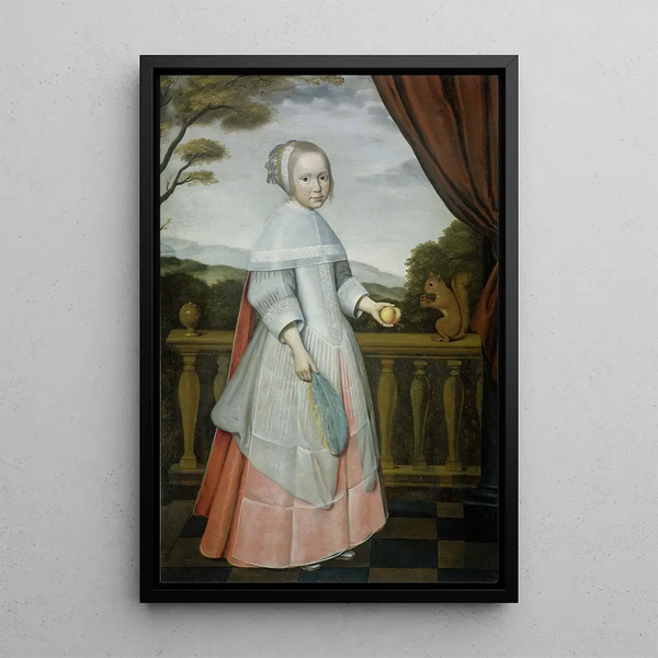 Portrait painting of Elisabeth van Oosten 1660-1714 child - Willem Jansz Ploy — framed artwork on a wall