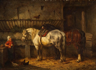 Horses in a Stable - Willem Johan Boogaard — artwork view