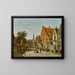 a sunny street with a distant bell tower - Willem Koekkoek — framed artwork on a wall