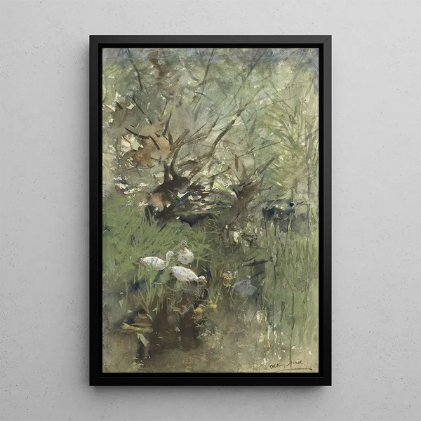 Canards sous les saules - Willem Maris — framed artwork on a wall