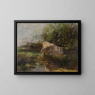 Prairie with Cows - Willem Maris — framed artwork on a wall