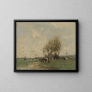 Pasture with Cows - Willem Maris — framed artwork on a wall