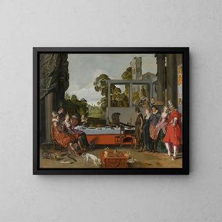 a cheerful company on a terrace - Willem Pietersz Buytewech — framed artwork on a wall