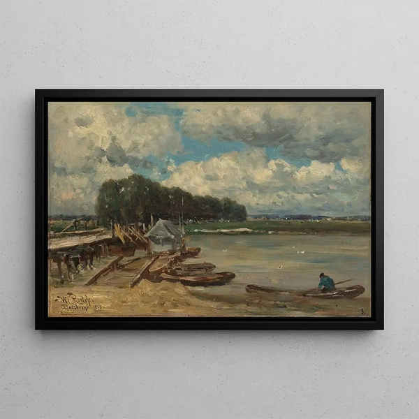 The bridge over the IJssel at Doesburg - Willem Roelofs — framed artwork on a wall