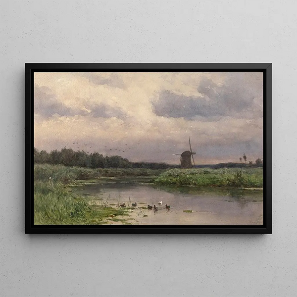 Dutch landscape painting - Willem Roelofs — framed artwork on a wall