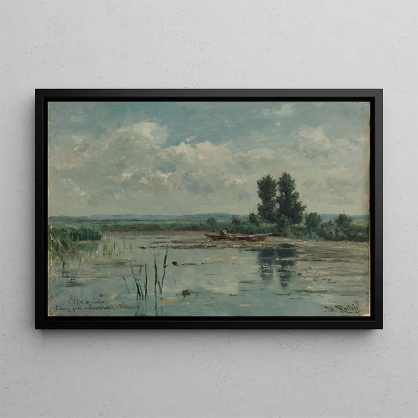 Lake near Loosdrecht - Willem Roelofs — framed artwork on a wall