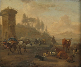 Livestock near a Fountain - Willem Romeyn — artwork view