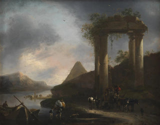 Italian landscape with classical ruins - Willem Schellinks — artwork view