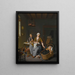 a young mother caring for her two children in a domestic interior - Willem van Mieris — framed artwork on a wall