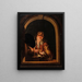 a young boy with an owl - Willem van Mieris — framed artwork on a wall