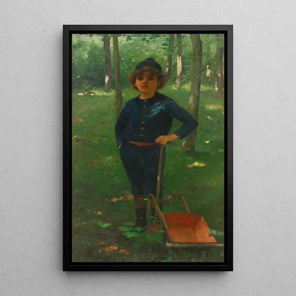Boy with his wheelbarrow - Willem Witsen — framed artwork on a wall