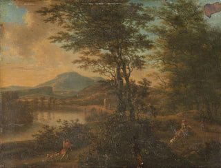 Italian landscape painting at sunset - Willem de Heusch — artwork view