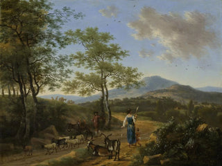 Italian landscape painting with shepherds - Willem de Heusch — artwork view