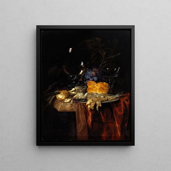 Breakfast Painting - Willem van Aelst — framed artwork on a wall