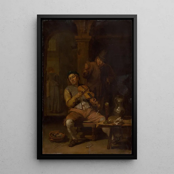 Village Violinist Painting - Willem van Herp — framed artwork on a wall