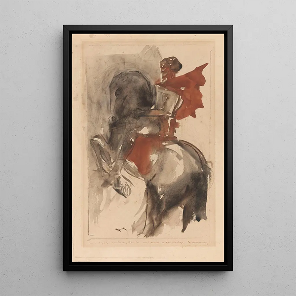 Knight on horseback - Willem van Konijnenburg — framed artwork on a wall