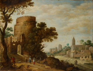 Roman landscape with shepherds - Willem van Nieulandt the Younger — artwork view