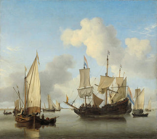 Boats at anchor on the coast - Willem van de Velde the Younger — artwork view