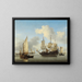 Boats at anchor on the coast - Willem van de Velde the Younger — framed artwork on a wall