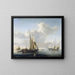Boats in front of the coast - Willem van de Velde the Younger — framed artwork on a wall