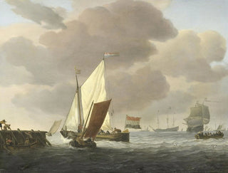 Boats near the coast in windy weather - Willem van de Velde the Younger — artwork view