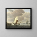 Boats near the coast in windy weather - Willem van de Velde the Younger — framed artwork on a wall