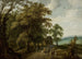 Landscape painting with travelers on the road - Willem van den Bundel — artwork view