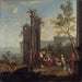 Un caprice avec des figures pastorales et des animaux - Willem van der Hagen — artwork view