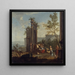 Un caprice avec des figures pastorales et des animaux - Willem van der Hagen — framed artwork on a wall
