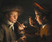 a man smoking and another man eating by candlelight - Willem van der Vliet — artwork view