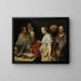 a scholar in his study with masked figures, perhaps an allegory - Willem van der Vliet — framed artwork on a wall