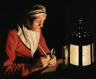 an old woman by candlelight - Willem van der Vliet — artwork view