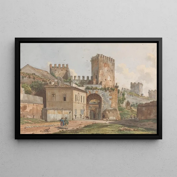 Porte dans un mur de ville avec tours - Willey Reveley — framed artwork on a wall