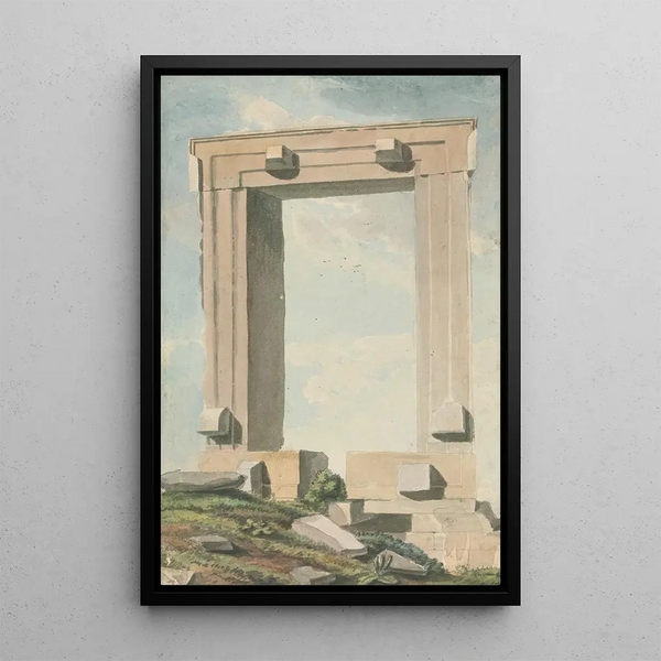 Arcade plate painting in ruins - Willey Reveley — framed artwork on a wall