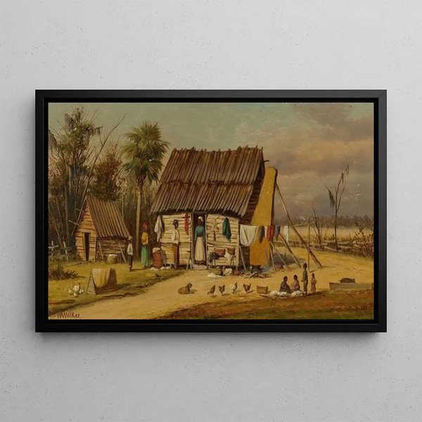 Scene of a Cabin, Laundry Day - William Aiken Walker — framed artwork on a wall