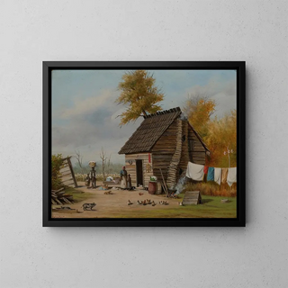 Outside the cabin - William Aiken Walker — framed artwork on a wall